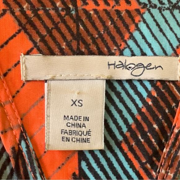 Halogen Slip Dress | XS V Neck Burnt Orange Turquoise Diamond design | - Picture 6 of 11